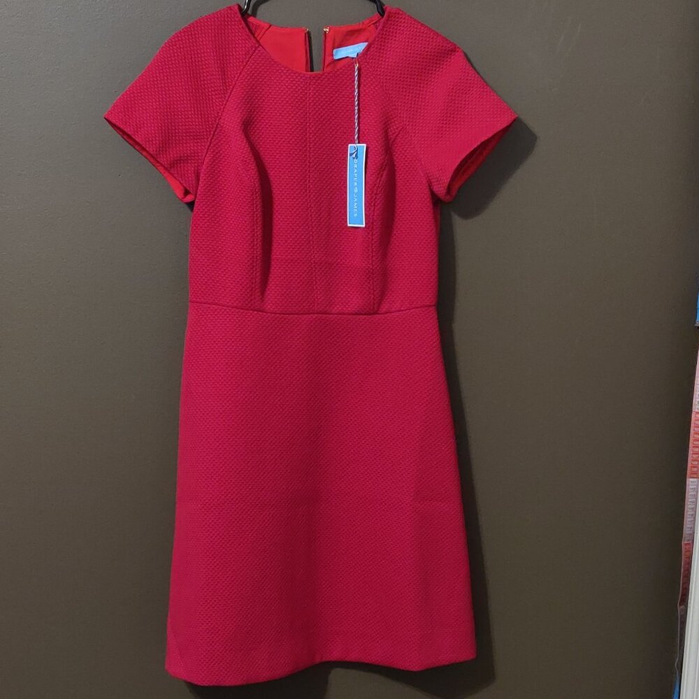Draper James Jacquard Fit & Flare Dress In Lipstick Red NEW WITH TAGS SI…